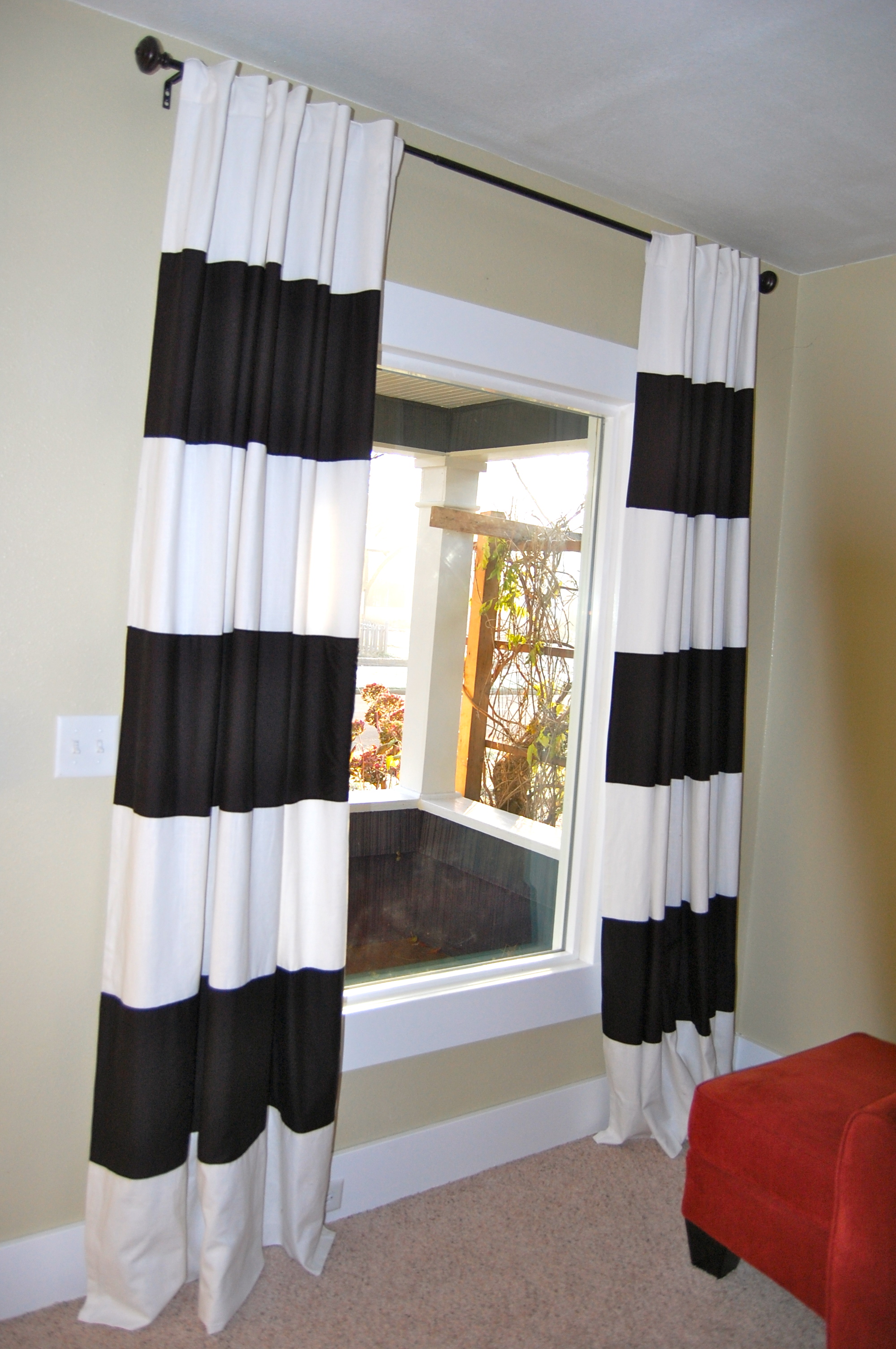 Black And White Striped Window Curtains Brown Striped Curtains